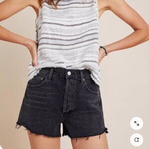 Agolde Parker Black Denim Cutoff Shorts, Size 29